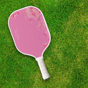 Watercolor wildfloral pink name pickleball paddle