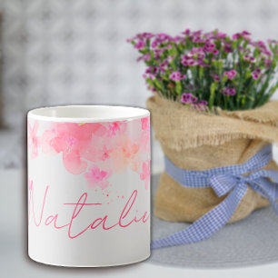 Watercolor wildfloral white name coffee mug