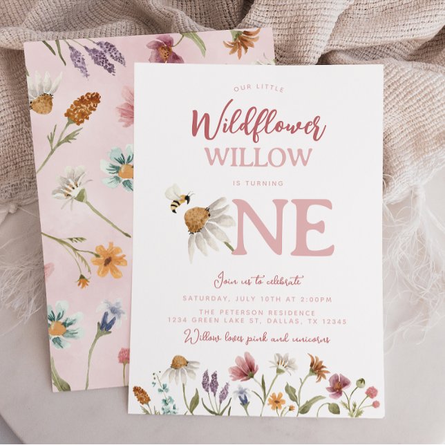 Watercolor Wildflower 1st Birthday Party Invitation (Creator Uploaded)