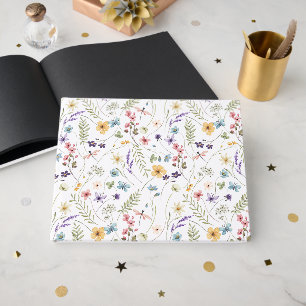 Watercolor Wildflower And Butterflies Pattern  Guest Book