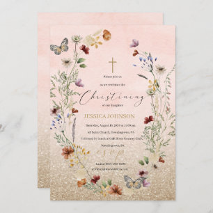 Watercolor wildflower and butterfly Join us for a Invitation