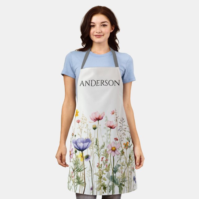  Watercolor Wildflower Apron (Worn)
