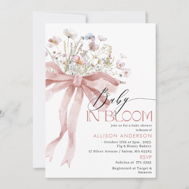 Watercolor Wildflower  Baby in Bloom Baby shower I Invitation (Front)