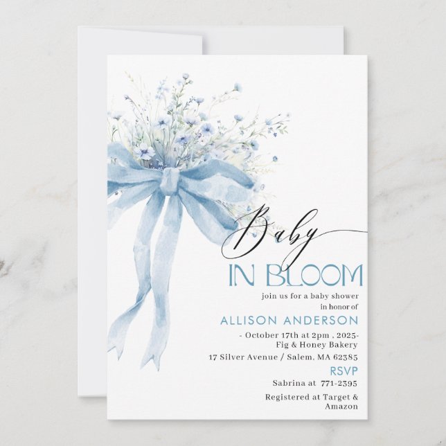 Watercolor Wildflower  Baby in Bloom Baby shower I Invitation (Front)