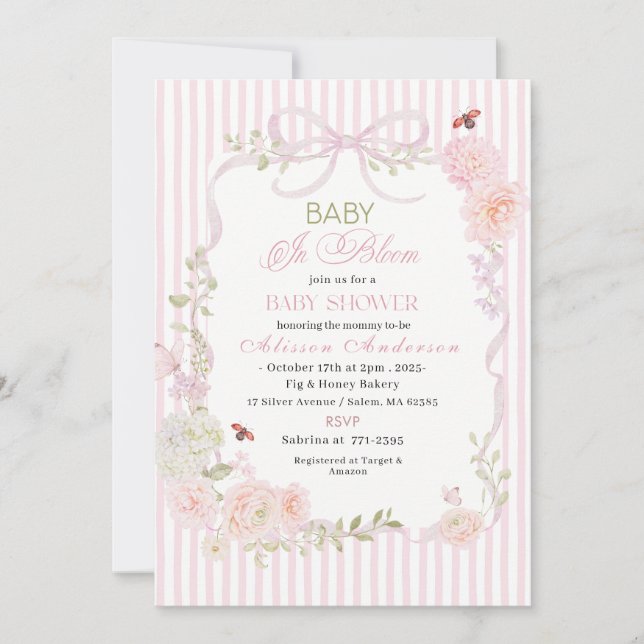 Watercolor Wildflower  Baby in Bloom Baby shower Invitation (Front)