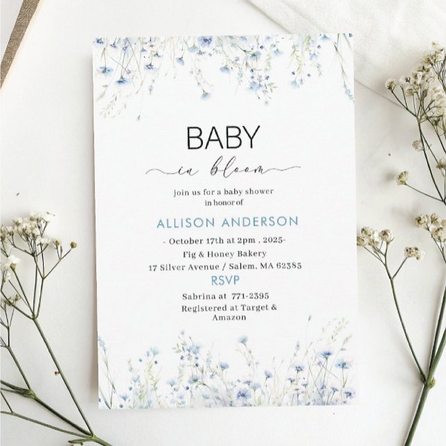 Watercolor Wildflower  Baby in Bloom Baby shower Invitation (Creator Uploaded)