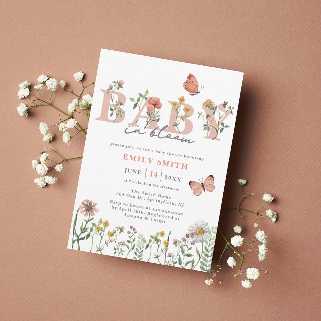 Watercolor Wildflower Baby in Bloom Baby Shower Invitation (Creator Uploaded)