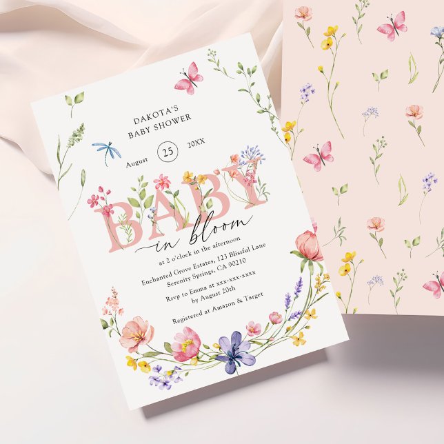 Watercolor Wildflower Baby in Bloom Baby Shower Invitation (Creator Uploaded)