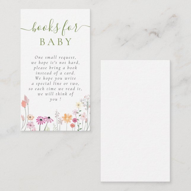 Watercolor Wildflower Baby Shower Book Request Enclosure Card (Front/Back)
