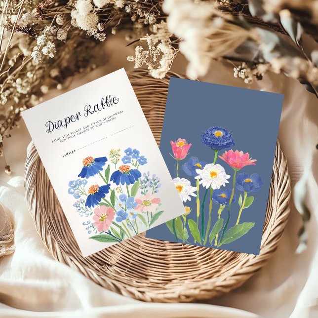 Watercolor Wildflower Baby Shower Diaper Raffle Enclosure Card (Creator Uploaded)