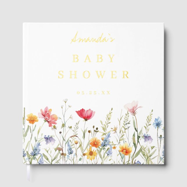 Watercolor Wildflower Baby Shower Guest Book (Front)