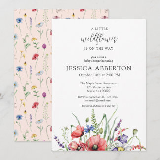 Watercolor Wildflower Baby Shower Invitation