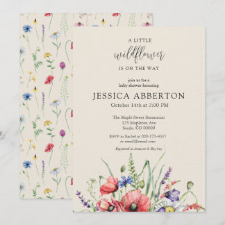 Watercolor Wildflower Baby Shower Invitation