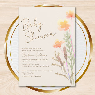 Watercolor Wildflower Baby Shower Invitation