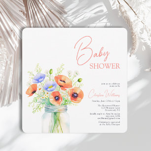 Watercolor Wildflower Baby Shower Invitation