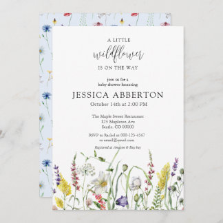 Watercolor Wildflower Baby Shower Invitation