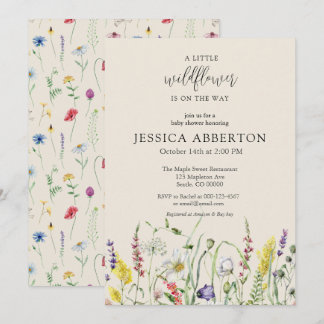 Watercolor Wildflower Baby Shower Invitation