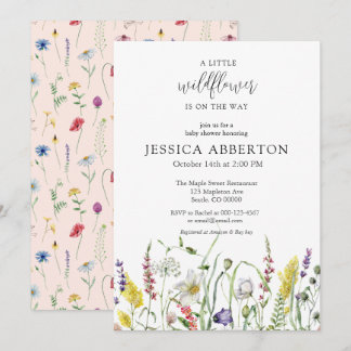 Watercolor Wildflower Baby Shower Invitation