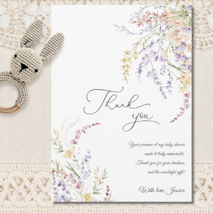 Watercolor Wildflower Baby Shower Thank You Card