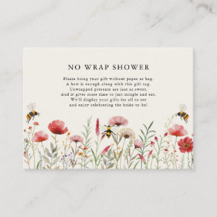 Watercolor Wildflower Bee No Wrap Bridal Shower Enclosure Card