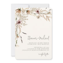 Watercolor Wildflower Beige Wedding Invitation