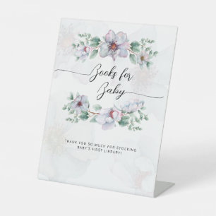 Watercolor wildflower bloom books guest  pedestal sign