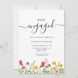Watercolor Wildflower Bloom Engagement Party  Invitation