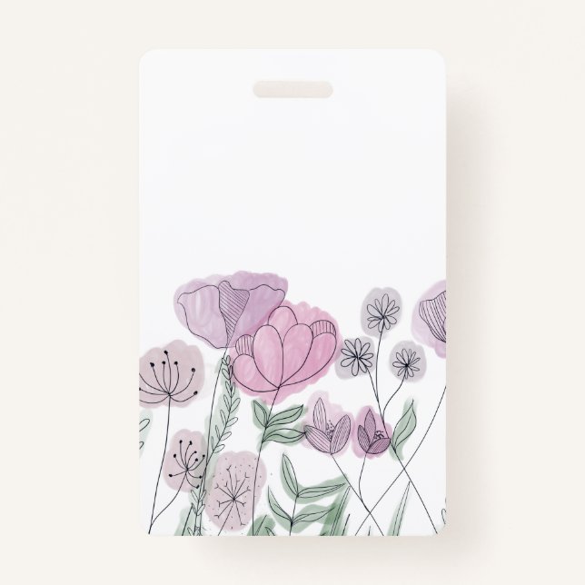 Watercolor Wildflower Blooms  ID Badge (Front)