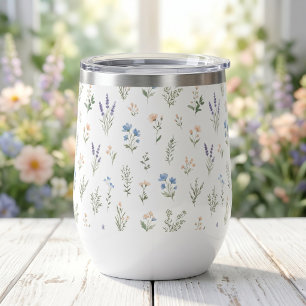 Watercolor Wildflower Blue Lavender Boho Cottage