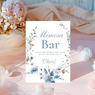 Watercolor wildflower blue Mimosa Bar  Sign