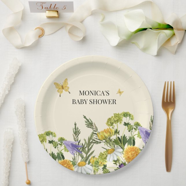Watercolor Wildflower Boho Baby Shower Paper Plate (Wedding)