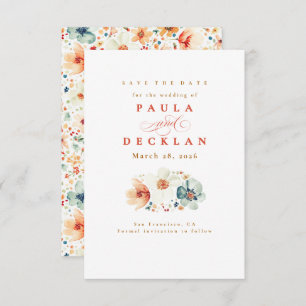 Watercolor Wildflower Boho Earthy Save the Date