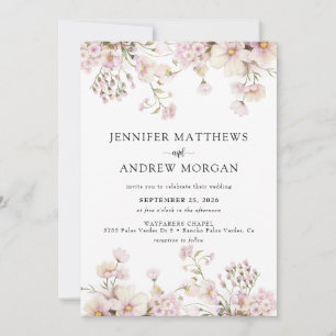 Watercolor Wildflower Boho Flower Wedding Invitation