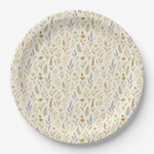 Watercolor Wildflower Boho Wedding In Bloom Paper Plate