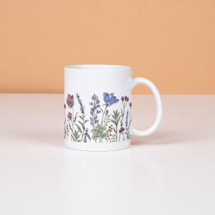 Watercolor Wildflower Border Floral Mug