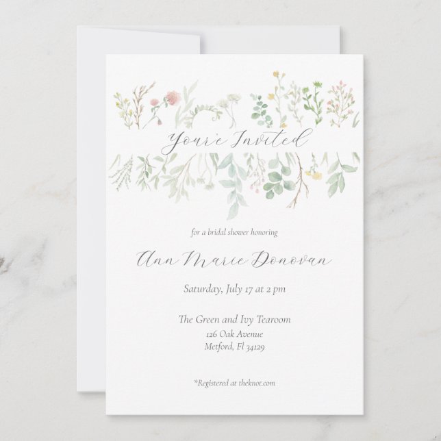 Watercolor Wildflower Border Invitation (Front)