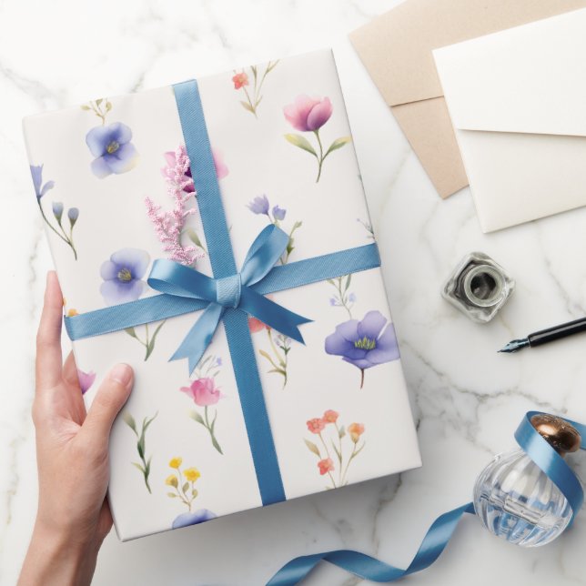 Watercolor Wildflower Botanical Wrapping Paper (Gifting)