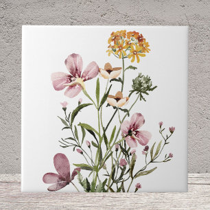 Watercolor Wildflower Bouquet Tile