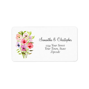 Watercolor Wildflower Bouquet Wedding Address Label