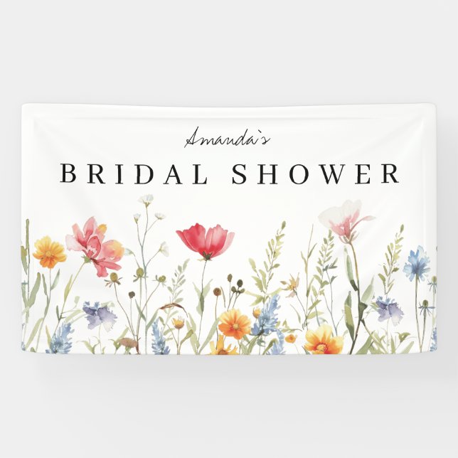 Watercolor Wildflower Bridal Shower Banner (Horizontal)