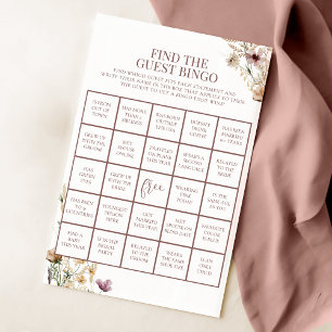 Watercolor Wildflower Bridal Shower Bingo Game
