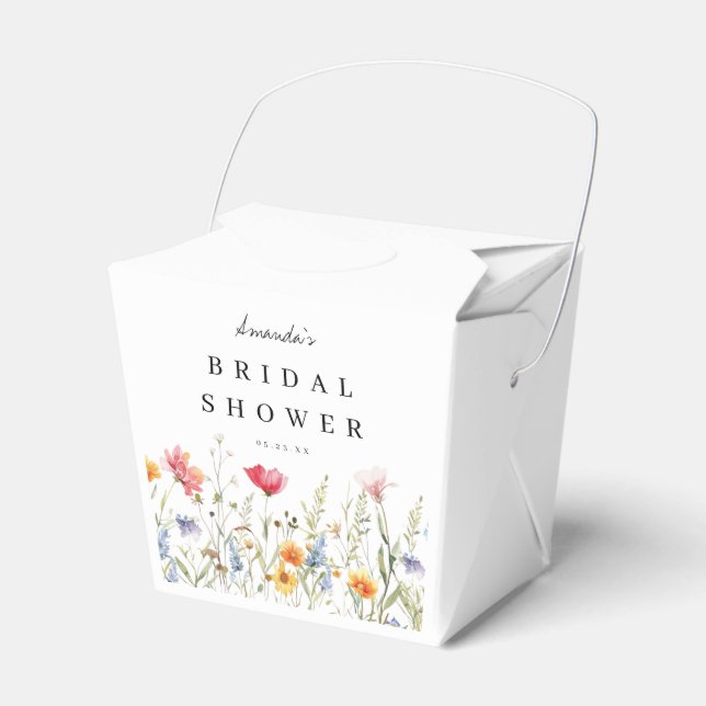 Watercolor Wildflower Bridal Shower Favour Boxes (Front Side)