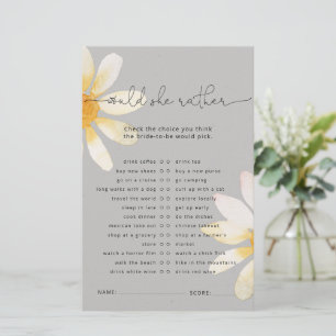 Watercolor wildflower bridal shower game