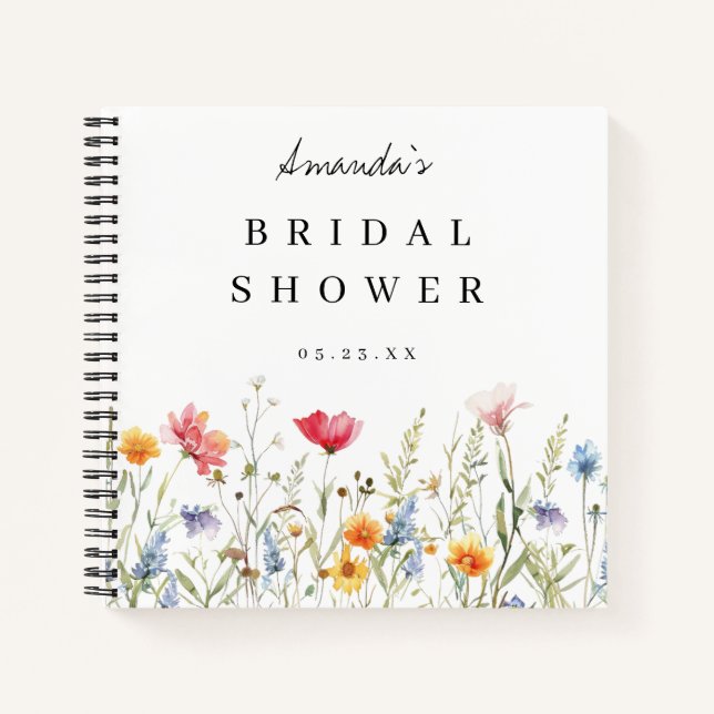 Watercolor Wildflower Bridal Shower Guest Book (Front)