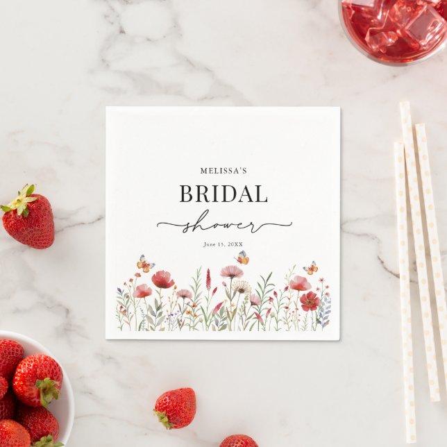 Watercolor Wildflower Bridal Shower Napkin (Insitu)
