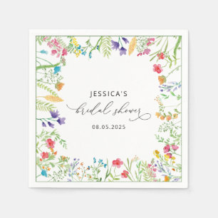 Watercolor Wildflower Bridal Shower Napkins