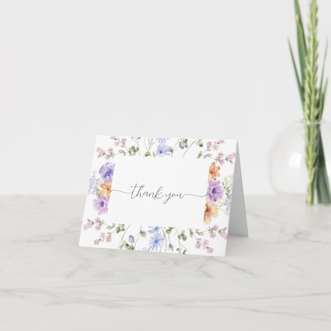 Watercolor Wildflower Bridal Shower Thank You Card (Front)