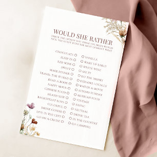 Watercolor Wildflower Bridal Would She Rather Game