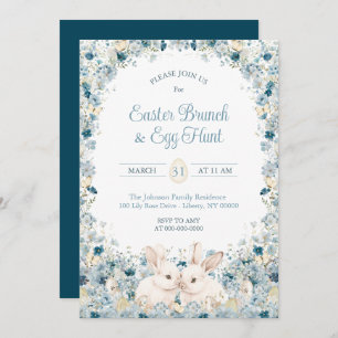 Watercolor Wildflower Bunnies Easter Sunday Brunch Invitation
