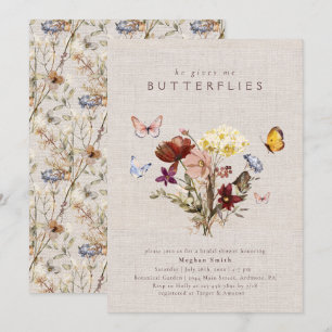 Watercolor Wildflower Butterfly Bridal Shower Invitation